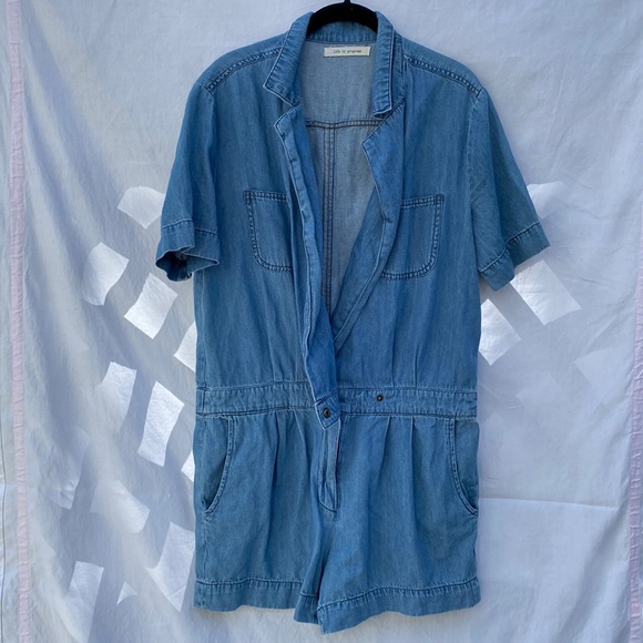 Life In Progress Denim Romper - Picture 1 of 9